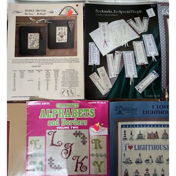 17~ Country Primitive Cross-Stitch Leaflets & Foldouts 1975~2003 ABC’s Nautical - Picture 2 of 10
